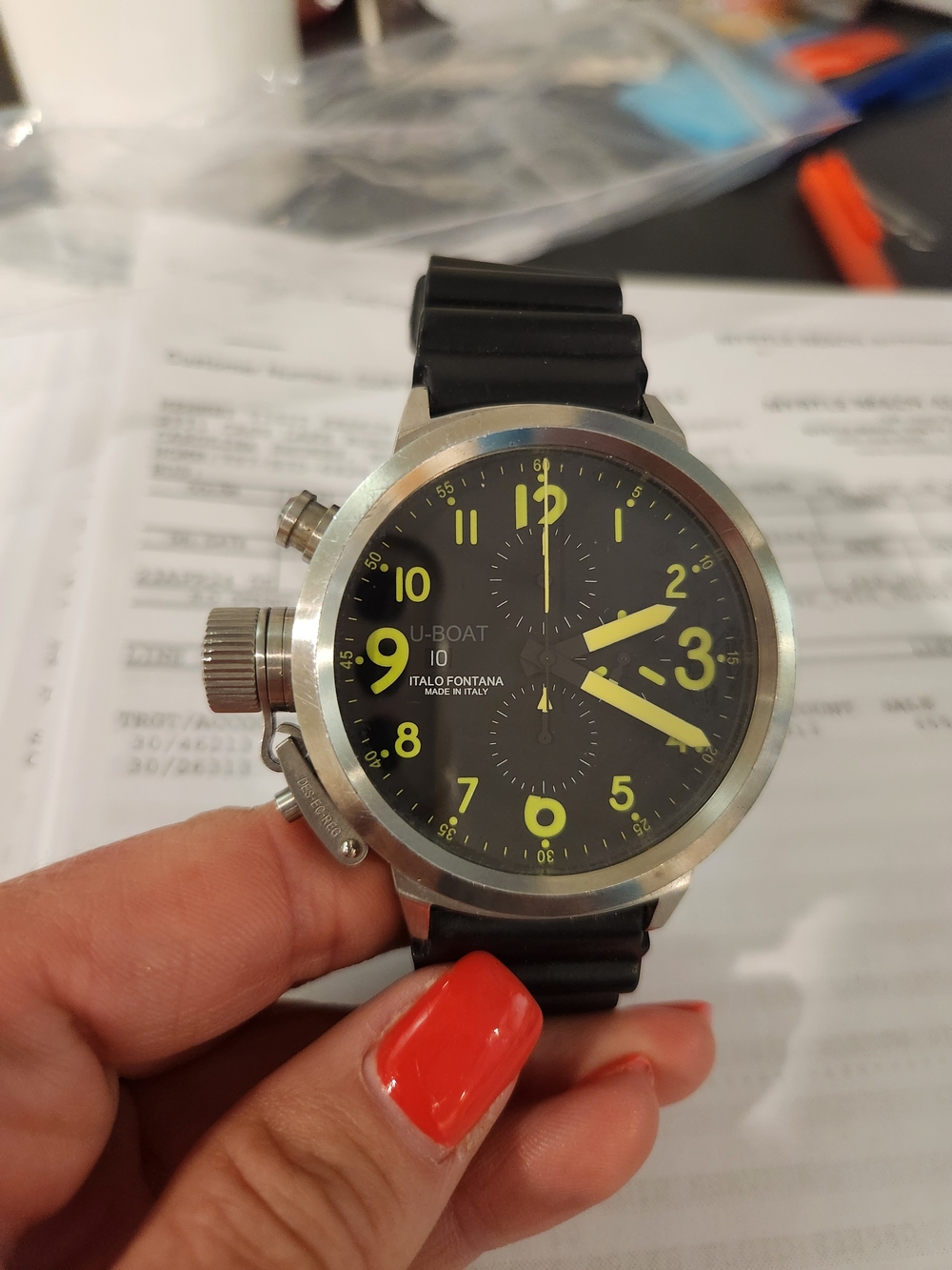 U-Boat Mens Black 50mm, ITALO FONTANA, Rubber Band
